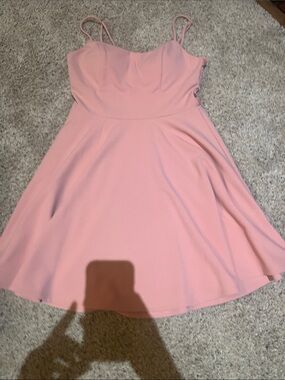 City triangles Pink Lace Trim back mini dress